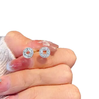 S925 Sterling Silver Stud Earrings Korean Style Mini Heart Design - 5