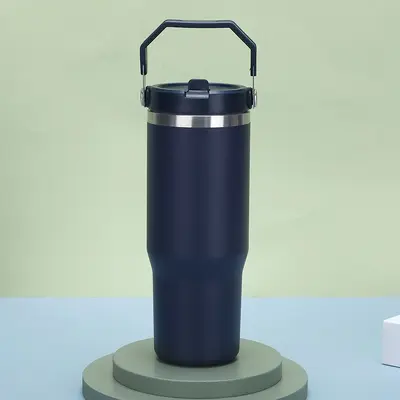 304 Paslanmaz Çelik Çift Katmanlı Termos Bardak 30 oz Pipetli Buzlu Bardak - 12