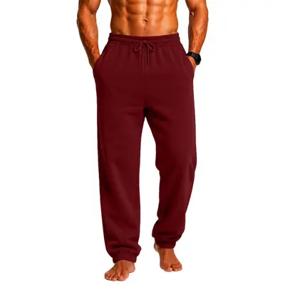 Men's Solid Color Sweatpants, Elastic Waist with Drawstring, Plus Size - 10