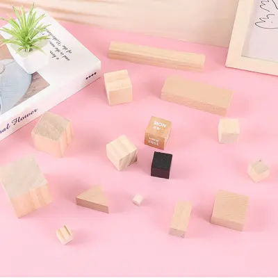 DIY Square Small Solid Pine Wood Building Blocks