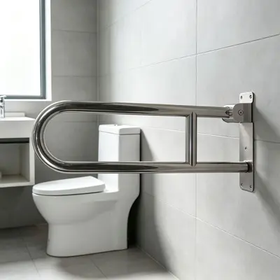304 Stainless Steel Foldable Toilet Grab Bar, Anti-Slip
