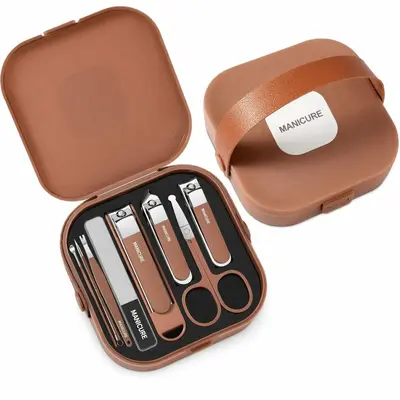 Nagelschere Set Edelstahl Nagelknipser Nagelhautschere Spritzschutz tragbar Herren Damen Nagelpflege Werkzeug
