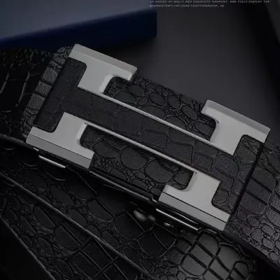 TikTok yeni erkek timsah desen dişsiz otomatik toka iç giyim iş kemeri moda pantolon kemeri kişiselleştirilmiş deri kemer