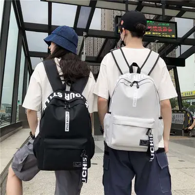 2026er koreanische Schultertasche mit Buchstabenmotiv für Jungen und Mädchen, Mittel- und Oberschüler, Schultasche für Damen mit großem Fassungsvermögen, Campus-Segeltuch-Rucksack