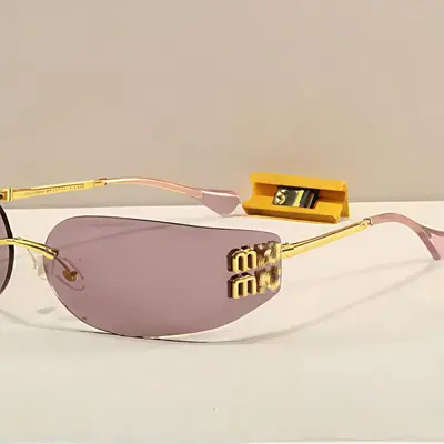 Miujia smua51s Narrow Rimless Sunglasses, Tea-Colored, Women's - 4