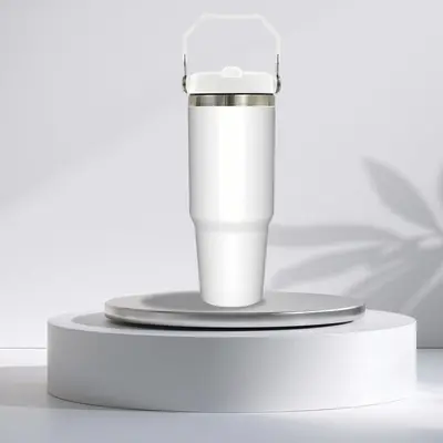W-40 Çift İçecekli Termos Bardak, 304 Paslanmaz Çelik, 30 oz, Pipetli - 7