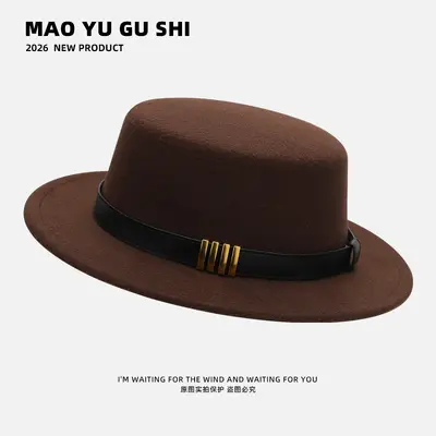 Hepburn-Style Wool Felt Flat-Top Fedora Hat for Women - 9