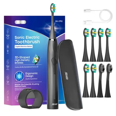 Seago electric toothbrush, 8 brush heads, portable case - 7