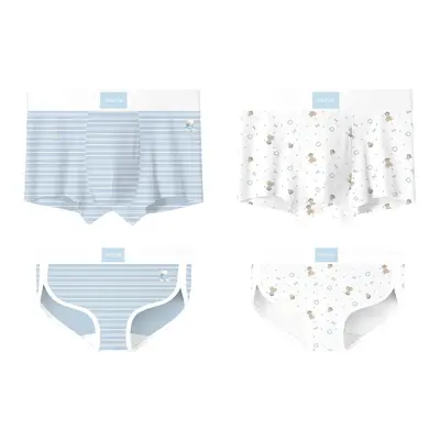 Çift iç çamaşırı seti, waffle dokulu, antibakteriyel, baskılı boxer, 10A