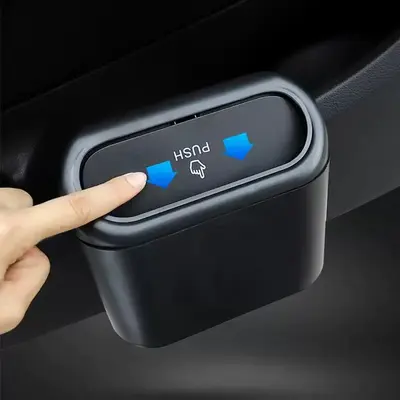 In-Car Door-Mounted Trash Can with Flip Lid and Press Button