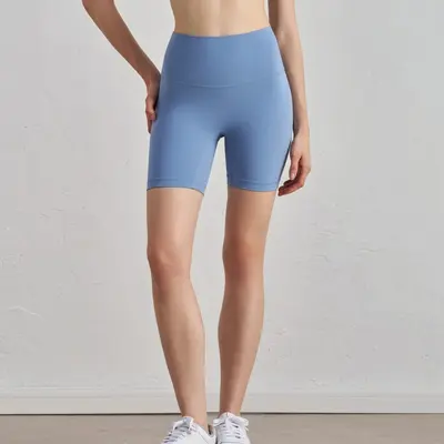 Damen-Yoga-Caprishorts, hoher Bund, bauchformend - 4