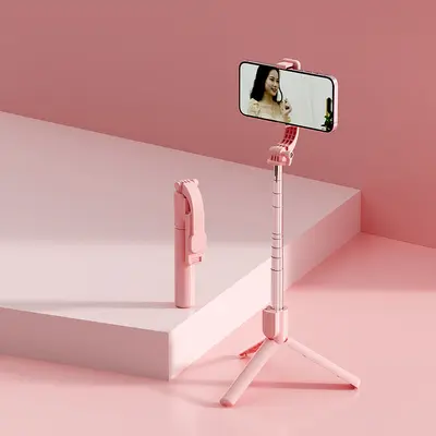 Selfie çubuğu 1.7m el tipi stabilizatör anti-shake teleskopik destek standı bluetooth uzaktan kumanda dolgu ışığı canlı yayın telefon tripodu - 11