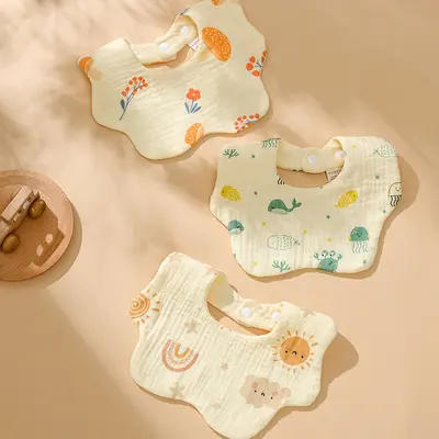Baby-Lätzchen aus reiner Baumwolle, Mulltuch, 360 Grad, für Neugeborene