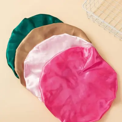 Wide-Brim Elastic Hair Cap, Satin Sleep Cap for Women - 3