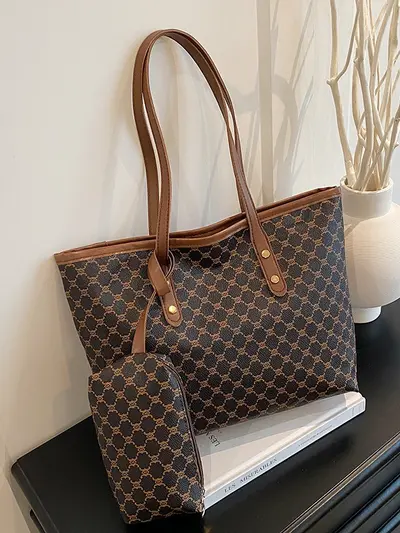 Women's Mother-and-Child Tote Bag, Plaid Print, Large Capacity, 2025