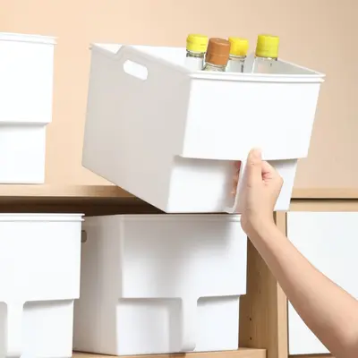 Tall cabinet storage box with handle for kitchen organization - 2