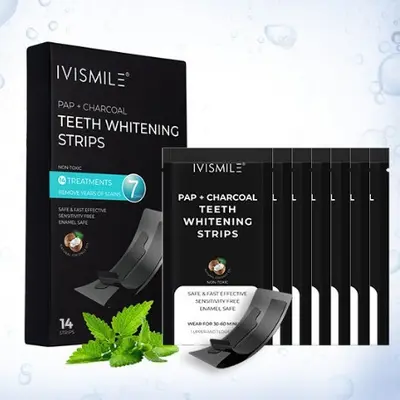 Activated Charcoal Teeth Whitening Strips, 7 Pairs, Gentle Formula - 7