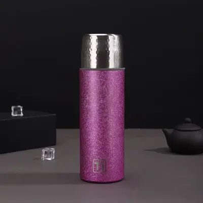 Titanium-Coated Double-Wall Insulated Tea Infuser Thermos Cup, Portable Outdoor Bottle - 13