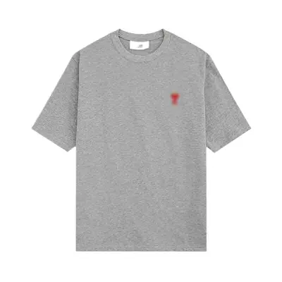 Locker geschnittenes T-Shirt aus reiner Baumwolle mit Pfirsich-Herz-Stickerei