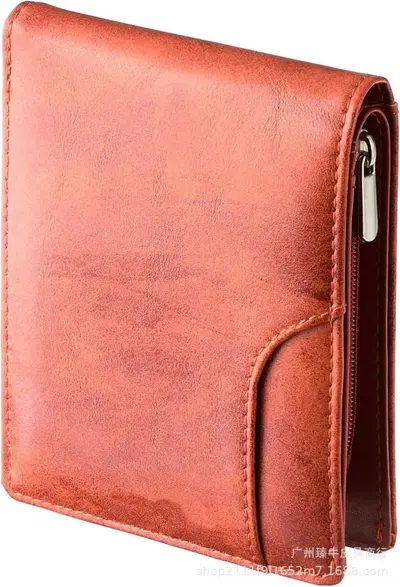 Retro Gerçek Deri Erkek İki Katlı Cüzdan, RFID Korumalı - 9