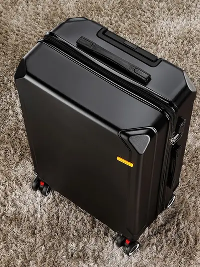 Men's Leather Business Suitcase, Zipper, Combination Lock, Wheeled - 4