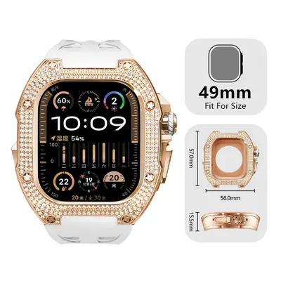 Titanium Alloy Rhinestone Integrated Protective Case with Cover for Apple Watch Ultra Full Series 49MM, Compatible with iWatch
