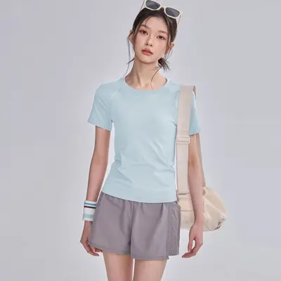 Women's Quick-Dry Short-Sleeve Yoga Top, Thin Summer Stretch Sports T-Shirt - 9