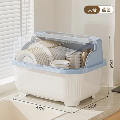 Kitchen storage box large capacity with draining rack - 12