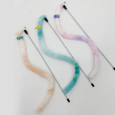 Dayanıklı Uzun Saplı Kedi Oyun Çubuğu, Peluş Sihirli Kedi Oyuncağı Kendi Kendine Oynayan