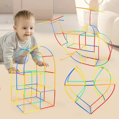 Children's Soft Straw Pipe Interlocking Building Blocks, Educational Kindergarten Toy - 3