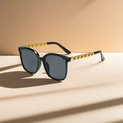 Oversized Chain-Detail Sunglasses, UV Protection - 4