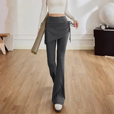 Kadın Yüksek Bel Koşu ve Pilates Pantolonu, Yüksek Elastikiyet, Çan Paça - 9