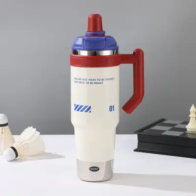 316 Paslanmaz Çelik Pipetli Buz Bardağı Saplı Termos 900ml - 9