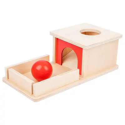 Holz Montessori Lernmaterial Textilpauke Kinder Frühförderung Lernspielzeug Montessori Münzwurf Kugelschublade Zielbox - 11