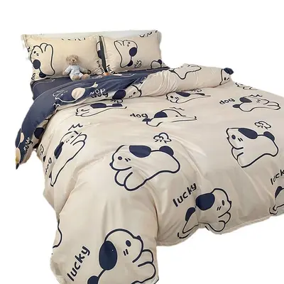 Manufacturer wholesale four-piece cartoon pattern bedding set, single sheet, dormitory sheet, duvet cover, ins-style quilt cover, three-piece set, autumn 3.