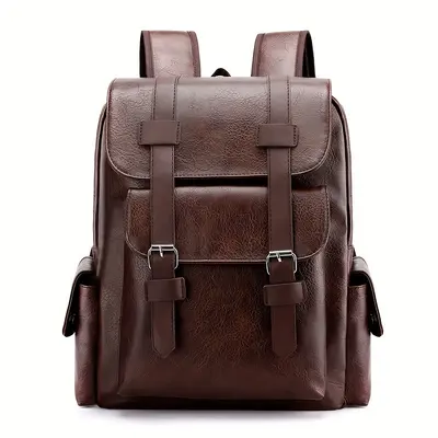 Grenzüberschreitender Retro-Rucksack für Damen und Herren, schlichter weicher PU-Laptop-Rucksack, neuer Trend großer Reiserucksack mit hohem Fassungsvermögen - 7