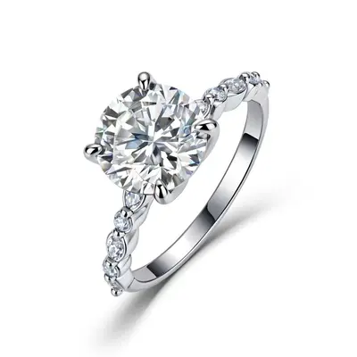 S925 Sterling Silver 3 Carat Moissanite Ring, Women, Four-Claw Engagement Ring