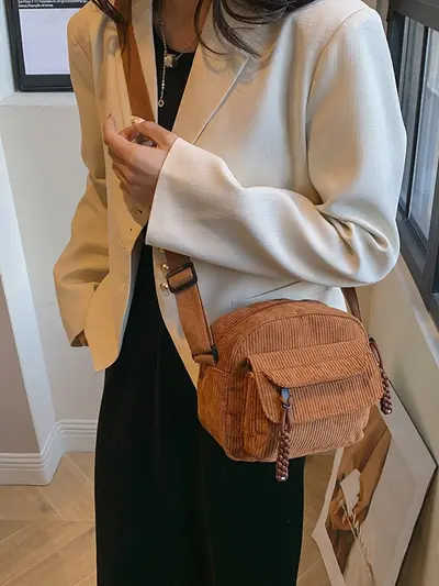 Women's Corduroy Crossbody Shoulder Bag, Spring 2026