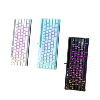 AULA Wolf Spider F3061 Mini Mechanical Feel Keypad 61 Keys Wired RGB Desktop Laptop Tablet Portable