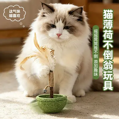 Catnip Tumbler Cat Self-Play Toy with Molar Chew Stick - 3