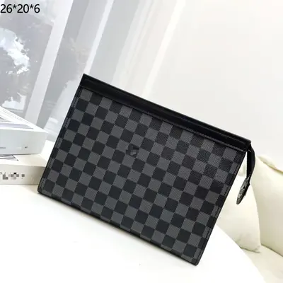 Men's Plaid Clutch Bag, Large Capacity Business Style - 4