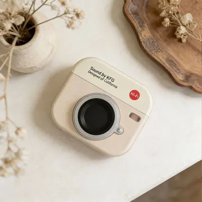 Retro-Bestseller Q86 TWS Noise-Cancelling Bluetooth-Kopfhörer mit ultra-langer Akkulaufzeit, In-Ear-Design mit kurzem Stiel, tragbar, kameradesign