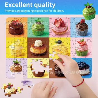 4-in-1 Kids Puzzle, Animals and Desserts Theme, 100 Pieces