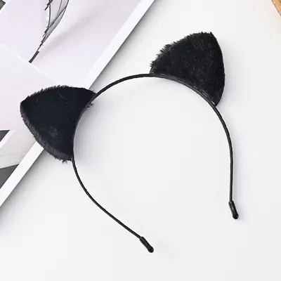 Cute Cat Ear Plush Hair Band with Clip for Women