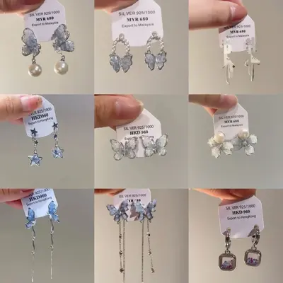 Crystal butterfly earrings, luxury design - 2