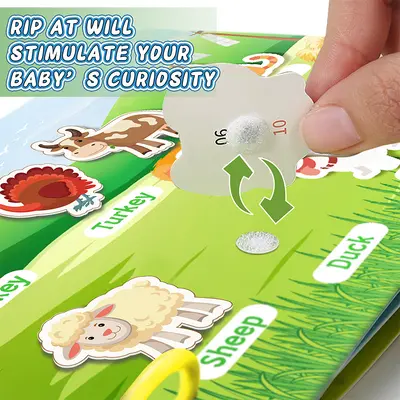 Tear-and-Stick Quiet Busy Book, Educational Toddler Early Learning Book - 3