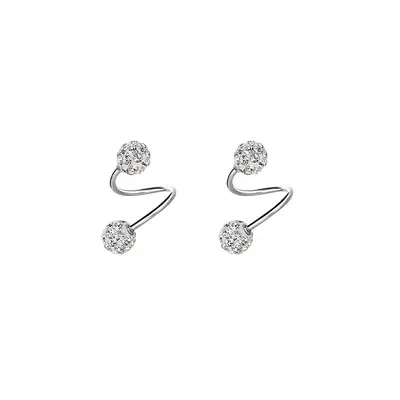 S999 Sterlingsilber Ohrstecker, Zirkonia, S-Form Schraube
