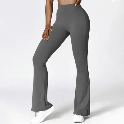 Yoga-Schlaghosen mit V-Taille, Hochbund, schnelltrocknend