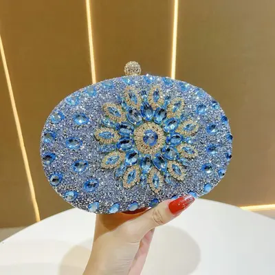 Strass-Sonnenblumen-Abendtasche, vollständig mit Strass besetzt - 12