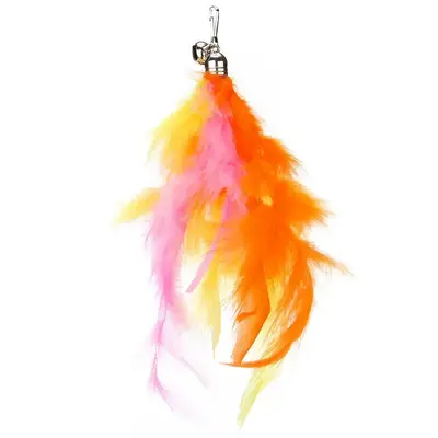 Cat Teaser Wand Toy with Replacement Feather Head and Bell - 6